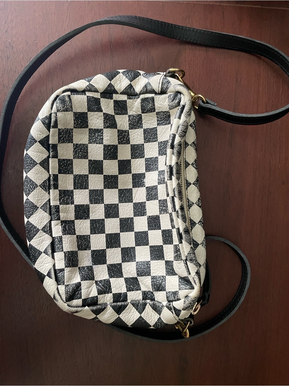 Clare V Black and White Checkerboard Crossbody Bag - Picture 2 of 3